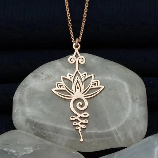 Lotus Unalome Silver Necklace