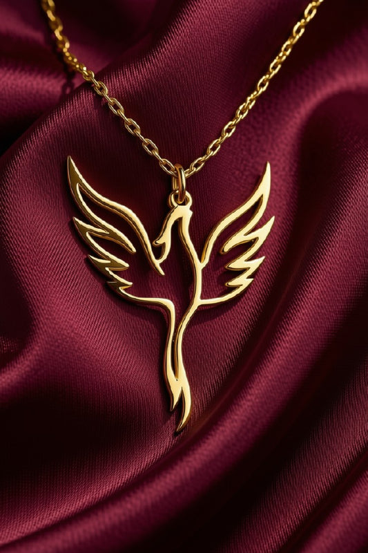 "Gold Phoenix Wing Pendant Necklace"