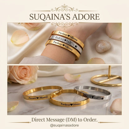 Personalized Engraved Name Cuff Bangle – Gold