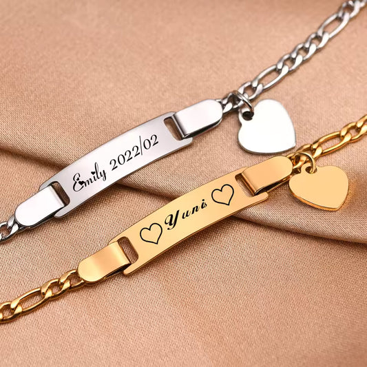 Personalized Engraved Couple Bar Bracelet Set | His & Hers