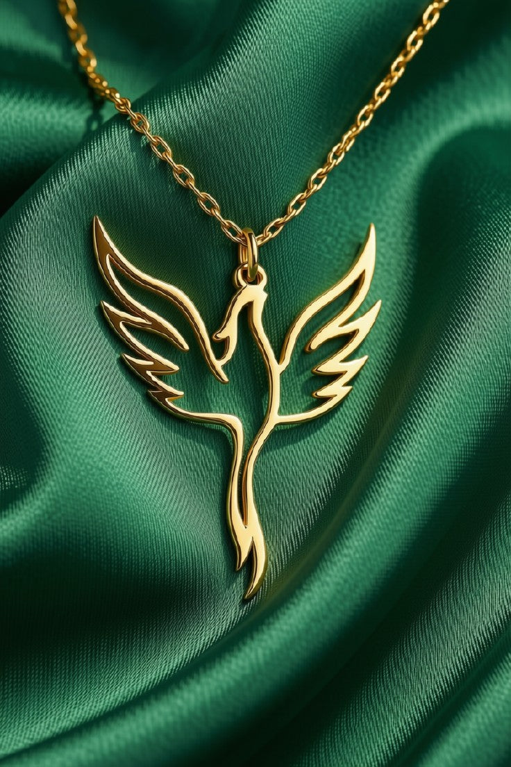 "Gold Phoenix Wing Pendant Necklace"