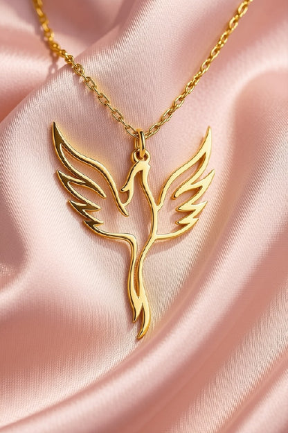 "Gold Phoenix Wing Pendant Necklace"